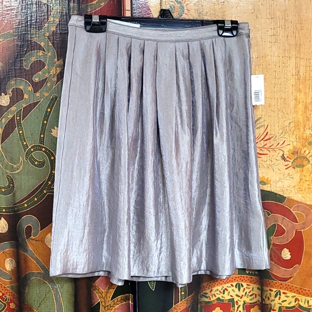 Old Navy Metallic Silver Skater Mini Skirt